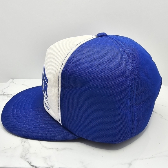 vintage 80s | blue white foam lined snapback baseball hat | MENS OS - Picture 4 of 8
